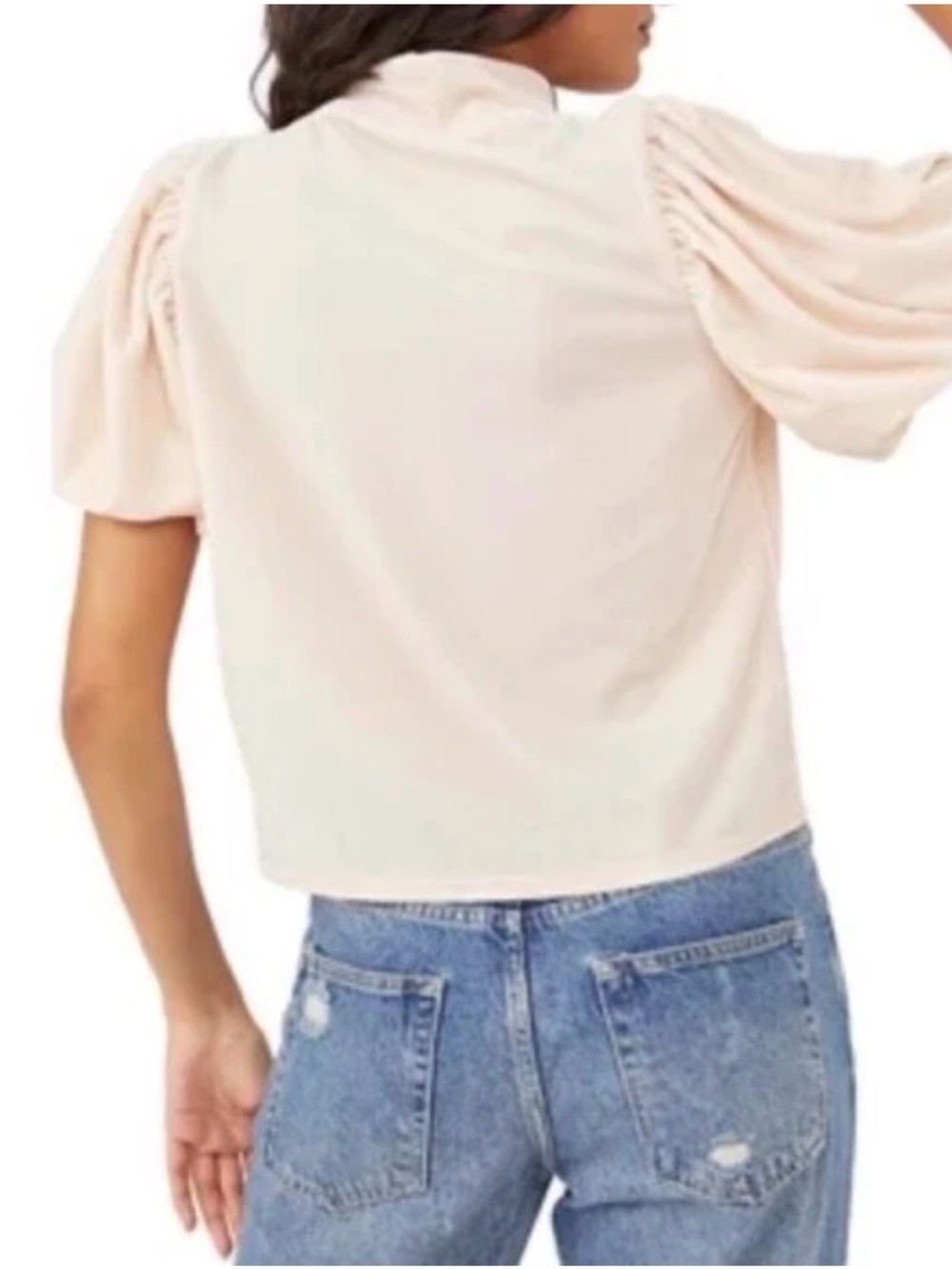 FREE PEOPLE Claudia Velvet Mock Neck Blouse Size S - Picture 6 of 14